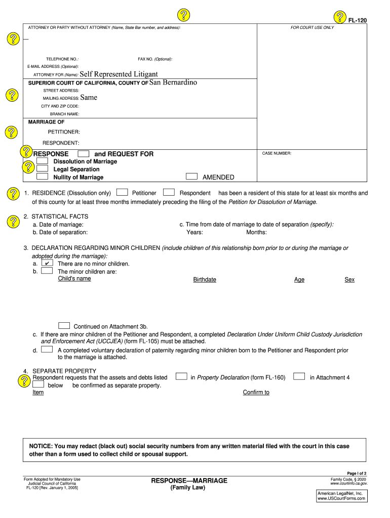 Divorce Papers San Bernardino County  Form