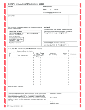 Dangerous Goods Form PDF