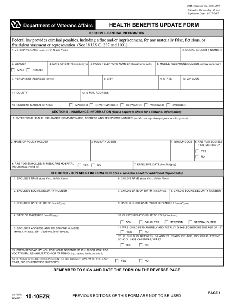  Please Read Before Your Start What is VA Form 10 10EZR Used Va 2020