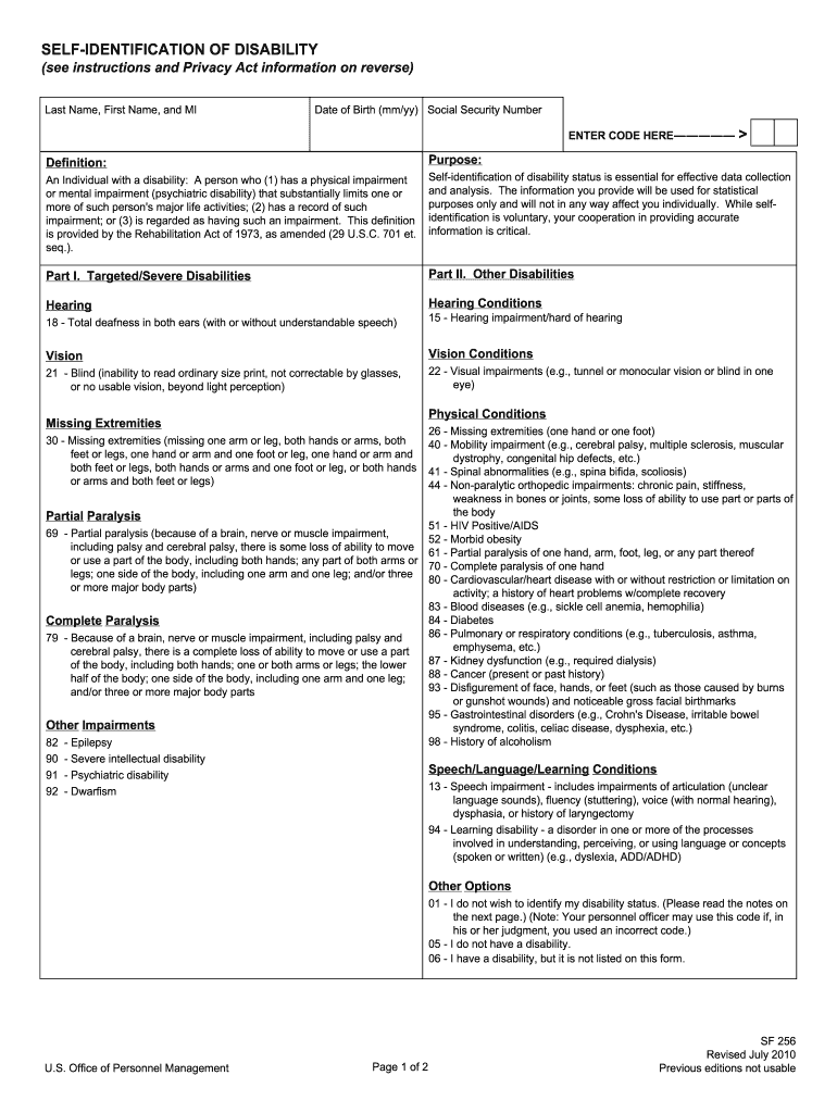  Sf 256  Form 2010