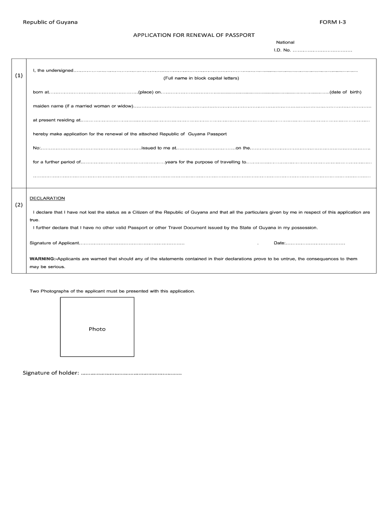 Guyana Passport Form