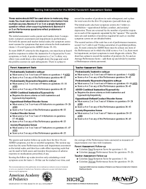 Vanderbilt Scoring Calculator  Form