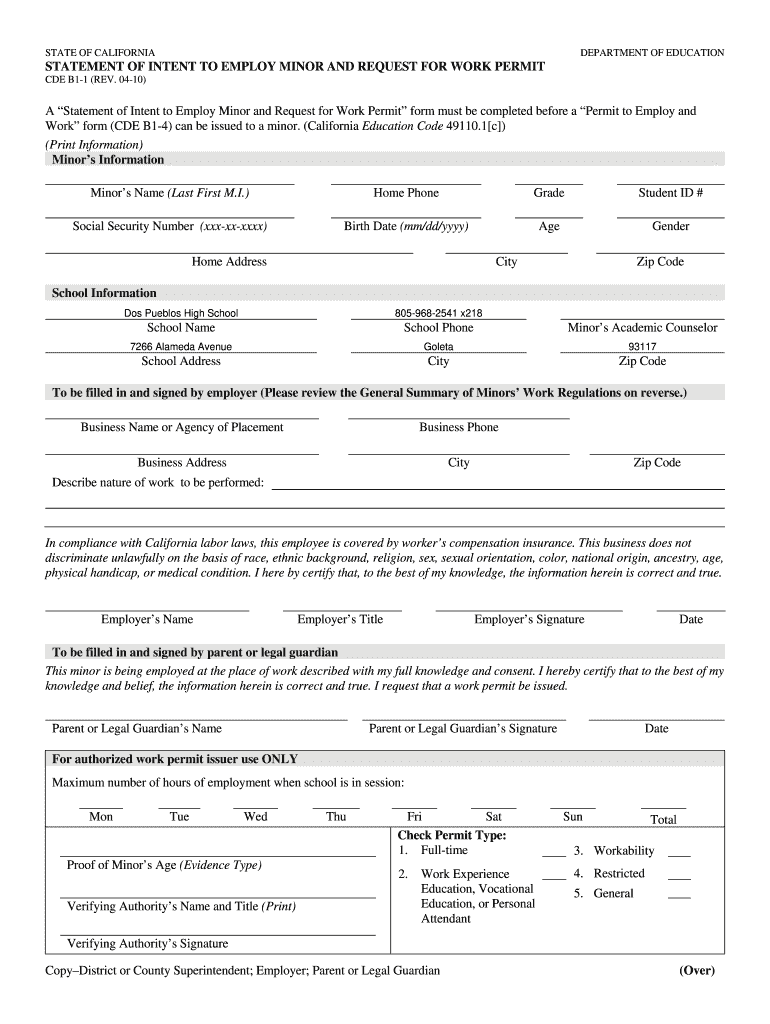 Cde Form B1 8