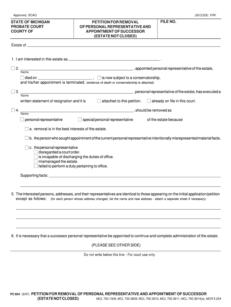 Petition Removal Personal  Form