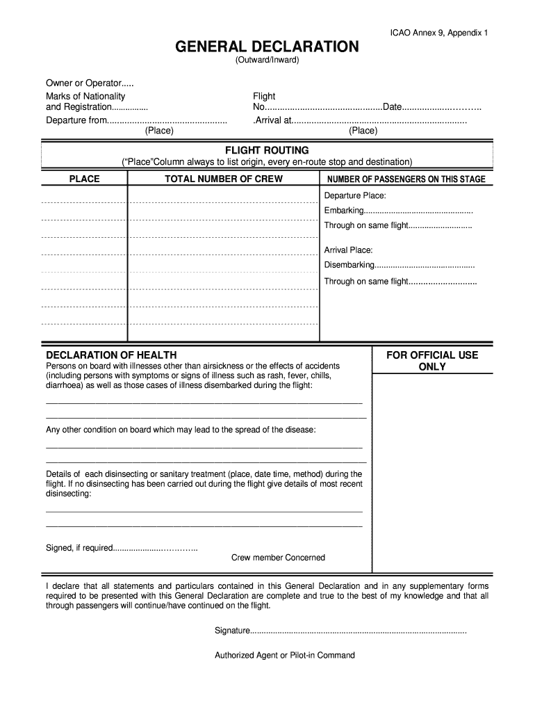 General Declaration Form