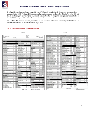 Superbill for Plastic Surgery  Form