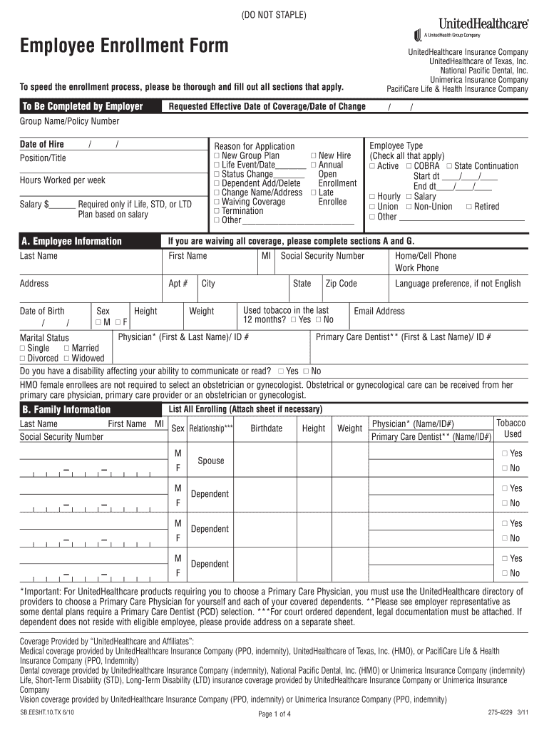  Unitedhealthcare Enrollment Form 2011-2024