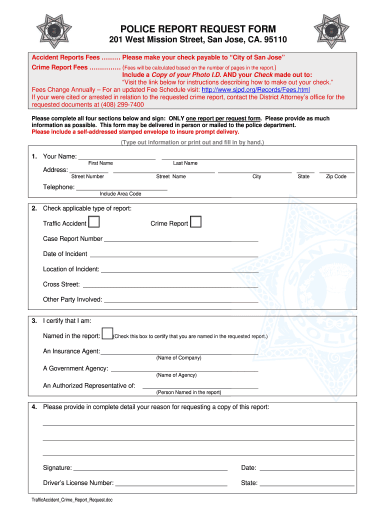 Get and Sign San Jose Police Report Form Pictures
