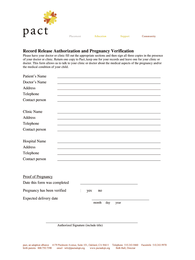 Pregnancy Verification California Form - Fill Out and Sign Printable
