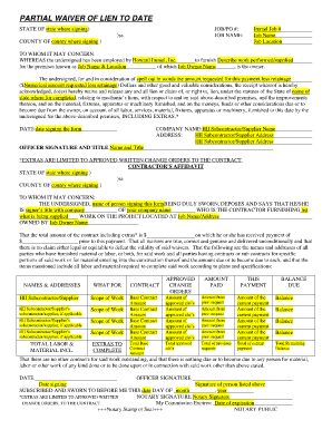 Waiver of Lien to Date  Form