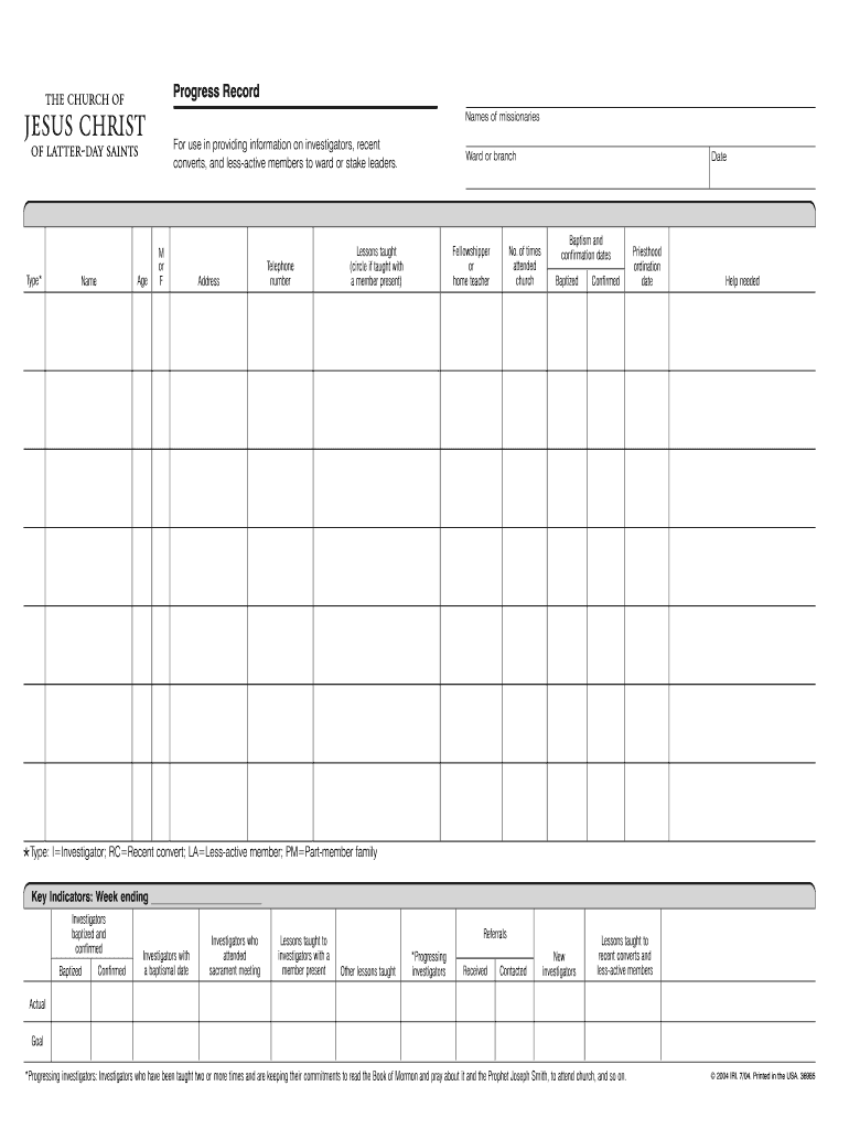 Progress Record  Form