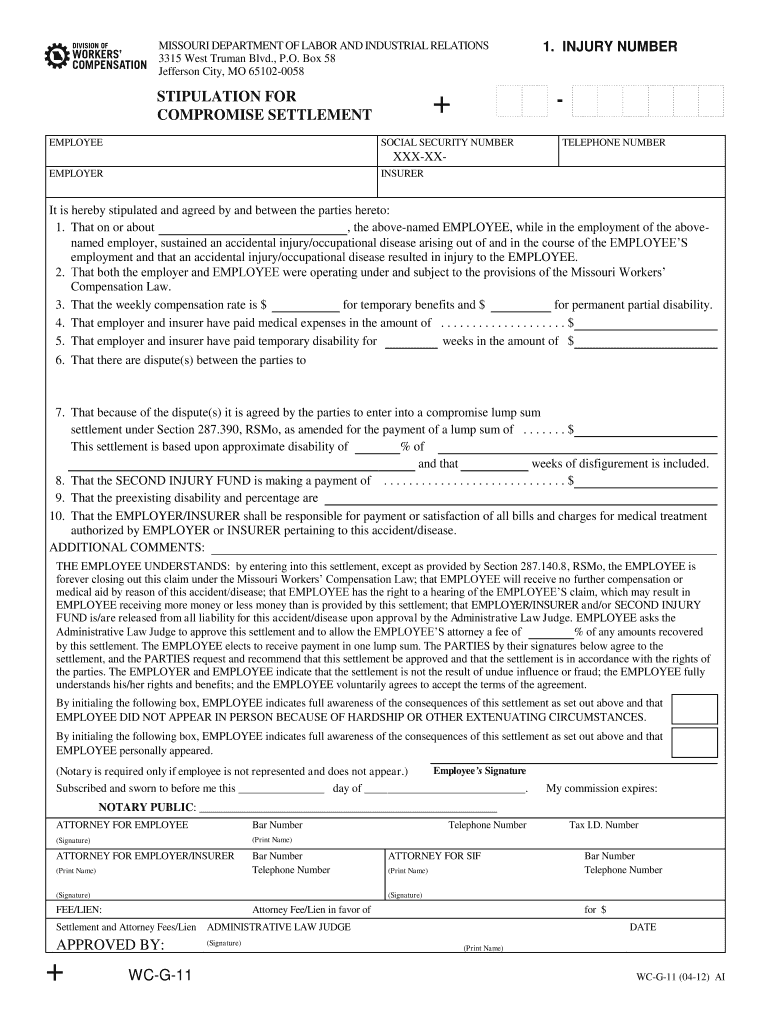  Settlement Compensation Missouri 2012-2024