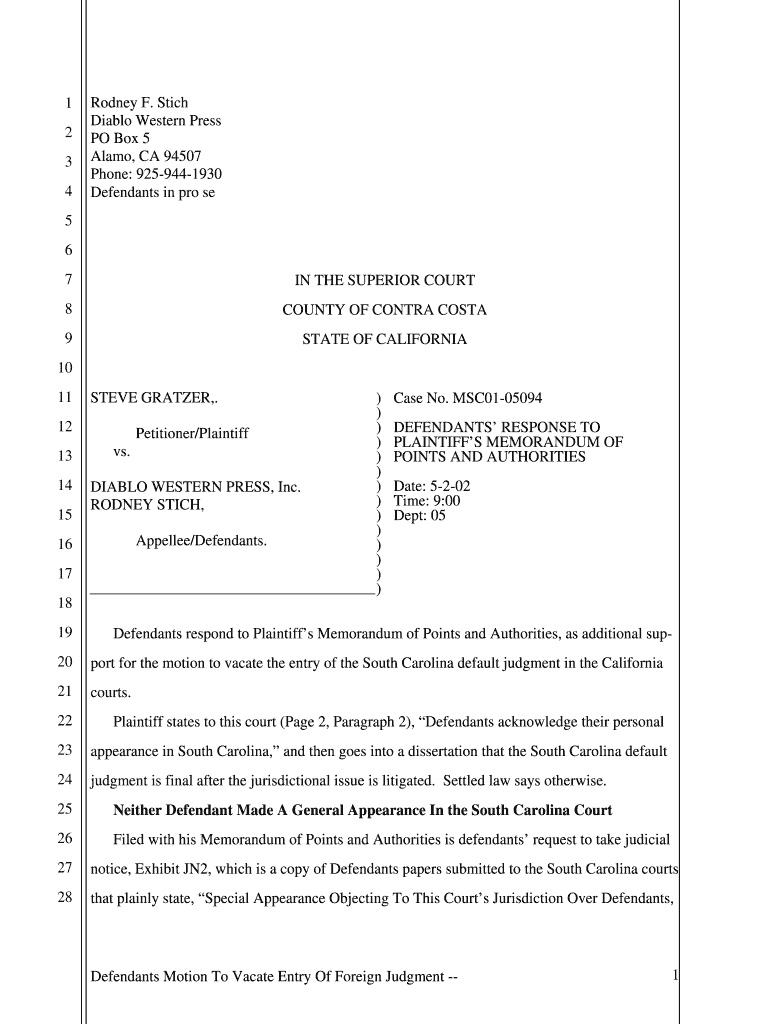 Judgment California  Form