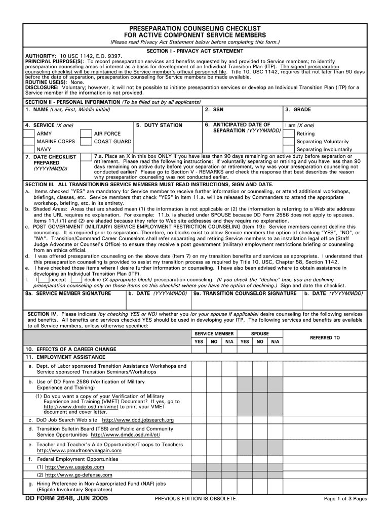  Dd 2648 Form 2015-2024