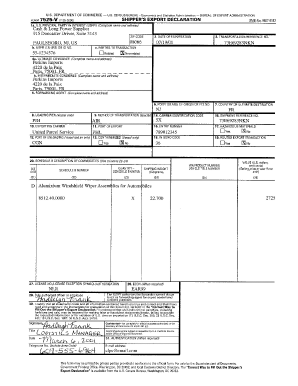 Shipper Export Declaration  Form