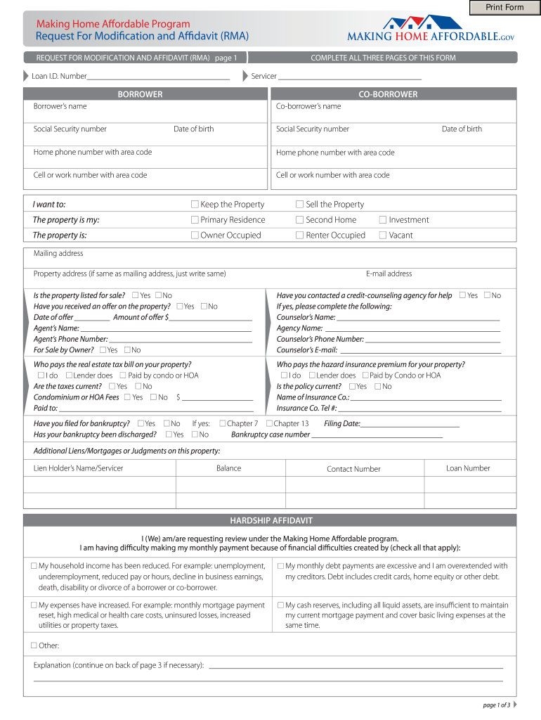 Loan Modification Request Template  Form
