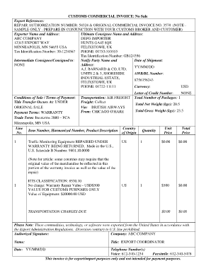 Uk Commercial Invoice Template  Form