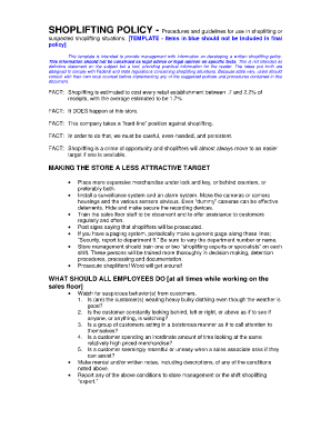 Shoplifting Policy Example  Form