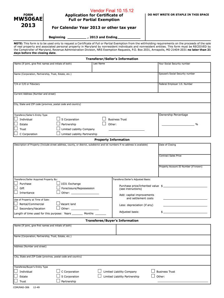  Mw506ae Form 2021