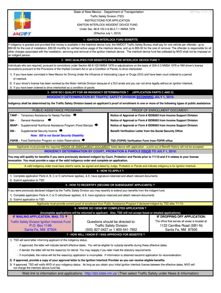  New Mexico Dwi Indagent Form 2013