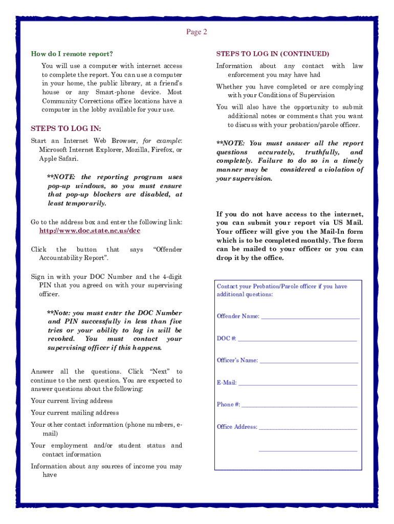 Https Webapps7 DOC State Nc Us Dcccheckin Offenderlogin Htm  Form
