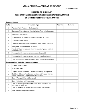 Japan Visa Checklist PDF  Form