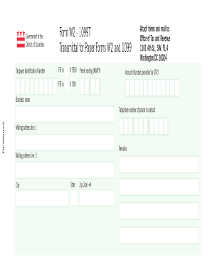 W 2T and 1099T Transmittal for Paper W 2 and 1099 Forms Otr Cfo Dc