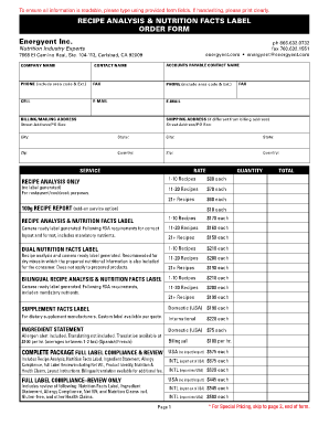 Editable Blank Nutrition Facts Template Word  Form