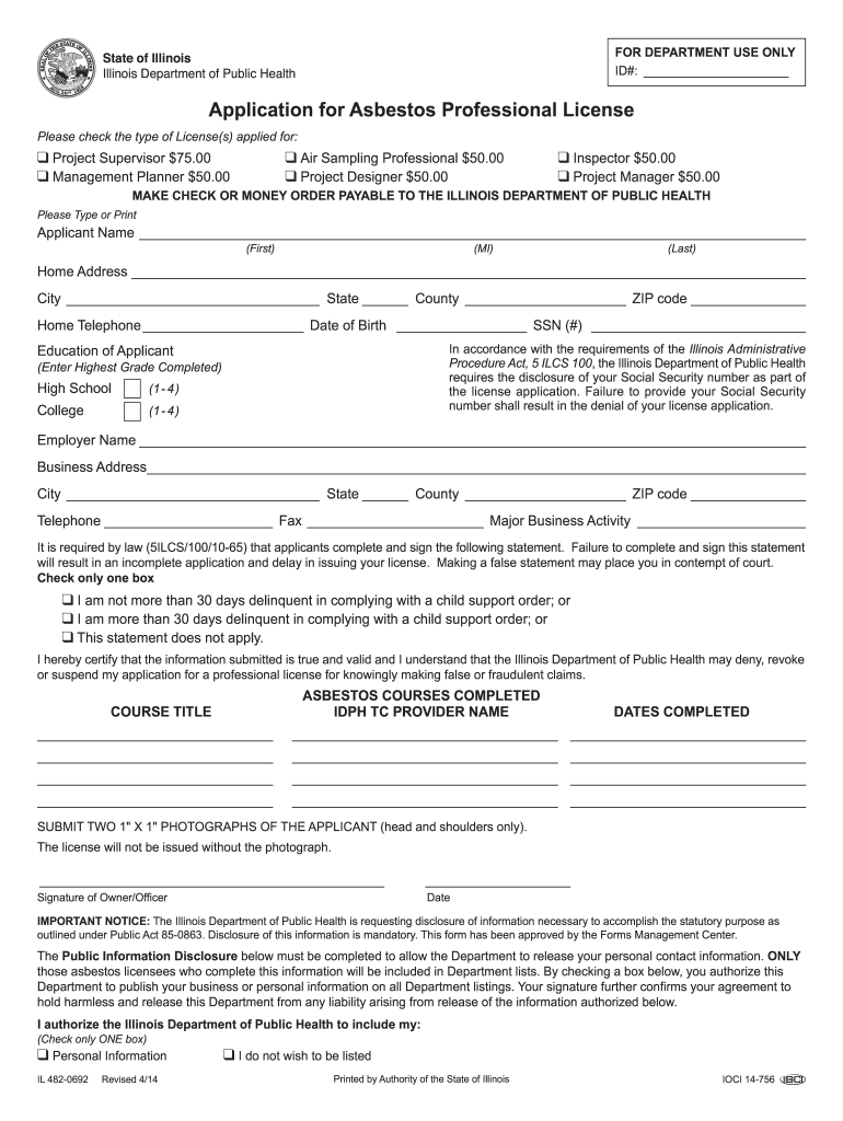 Illinois Asbestos License Renewal  Form