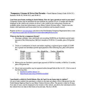 Nd Drive Out Permit  Form