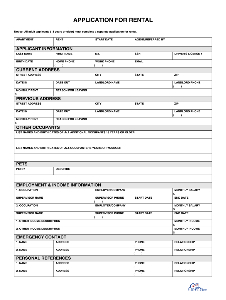 Download Rental Application PDF  Form