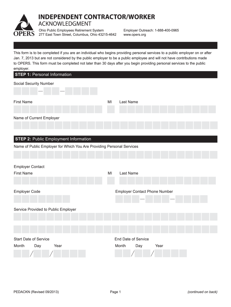  Opers Independent Contractor Form 2013-2024