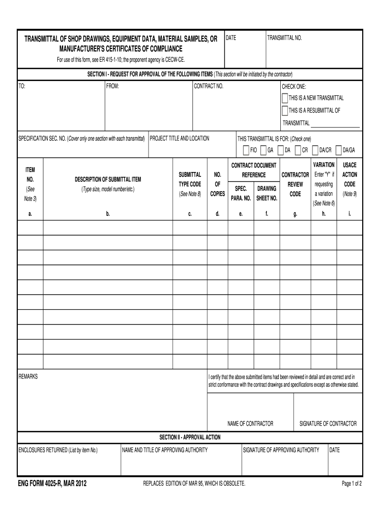  Submittals Form 2012-2024