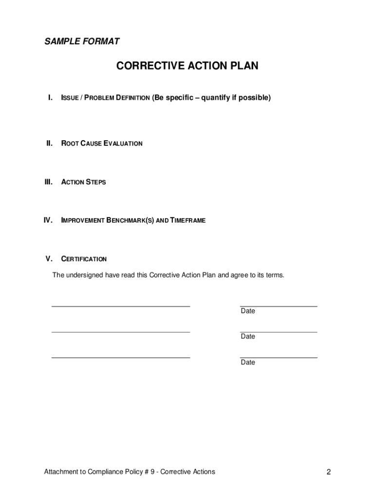 Sample Corrective Action Plan Template from www.signnow.com