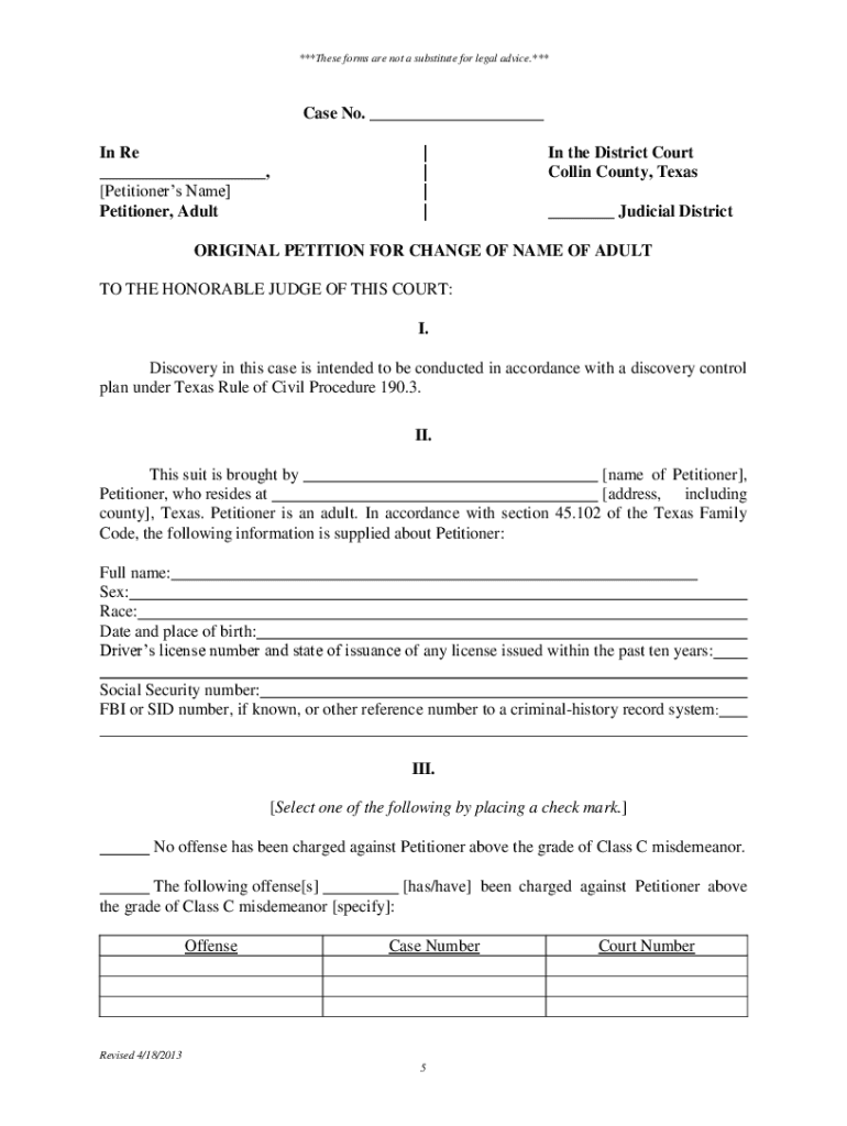  Collin County Name Change 2013-2024