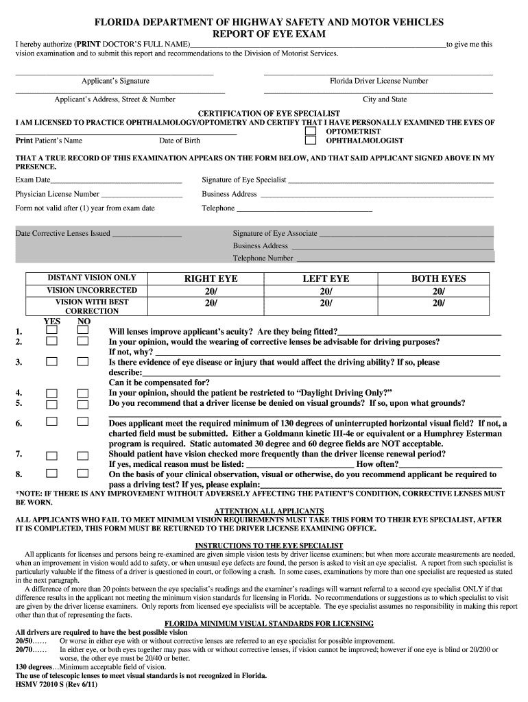 Florida Dmv Vision Form