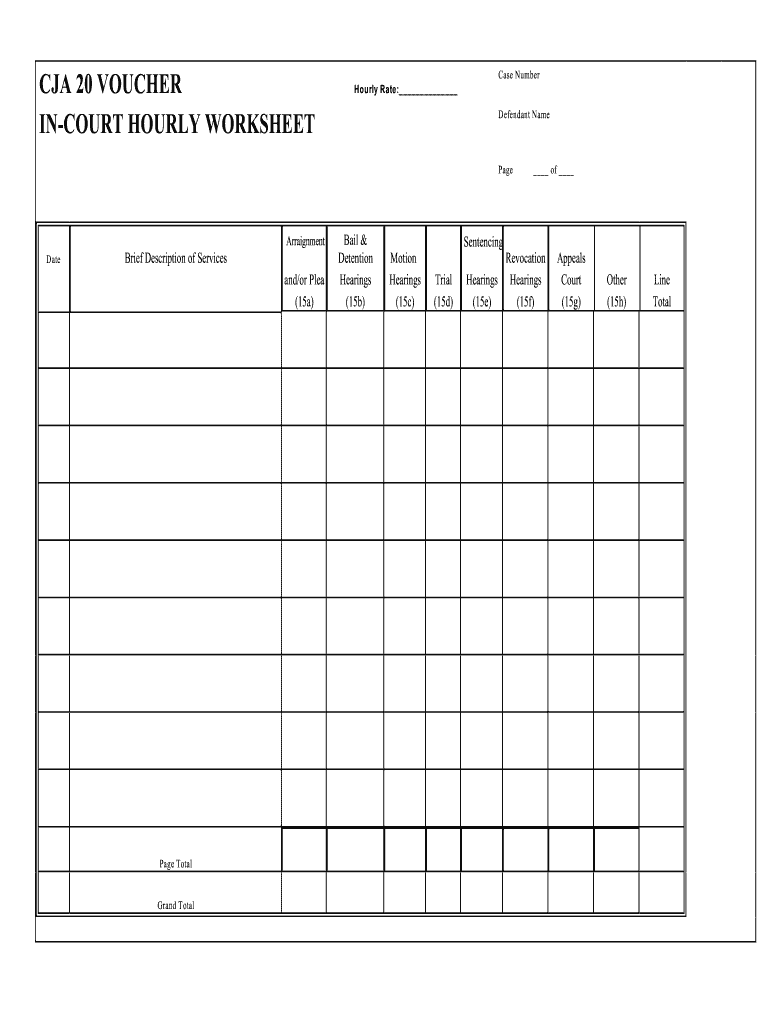 In Court Worksheet  Form