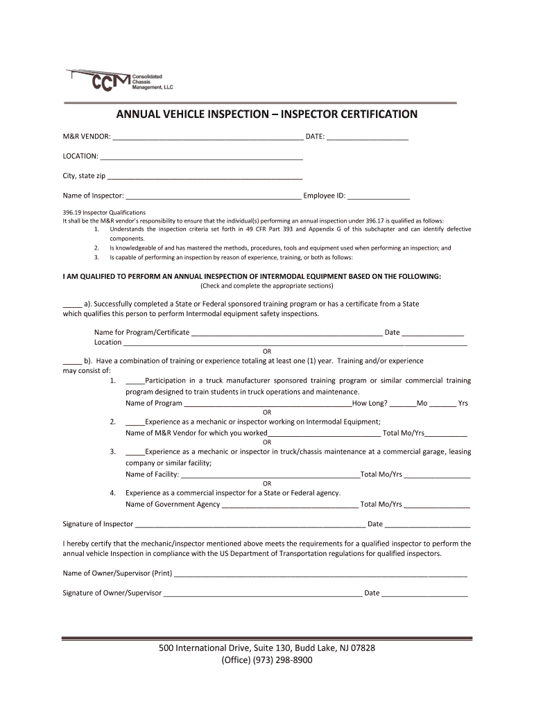 Get and Sign Inspector Annual  Form
