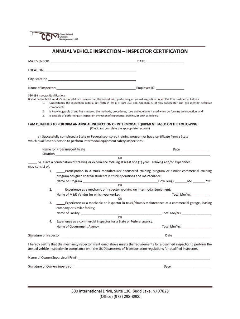 Inspector Annual  Form