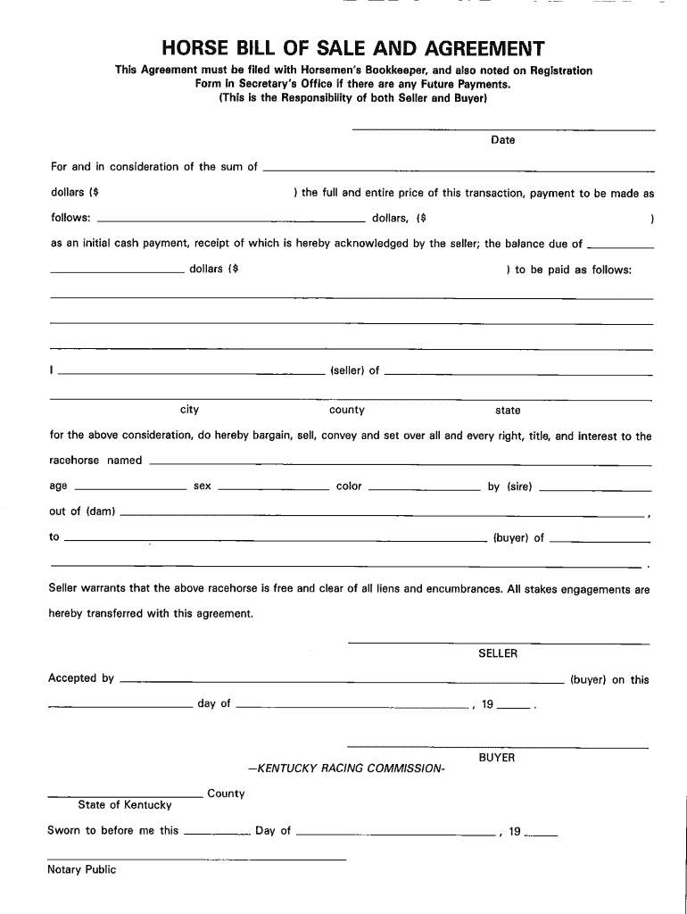 Horse Bill of Sale California  Form