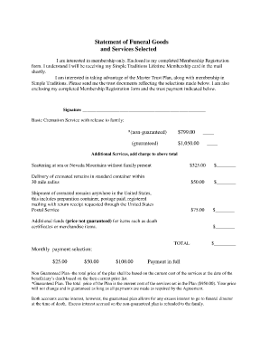Statement of Goods and Services  Form