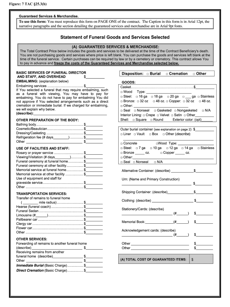 Funeral Contract Template  Form