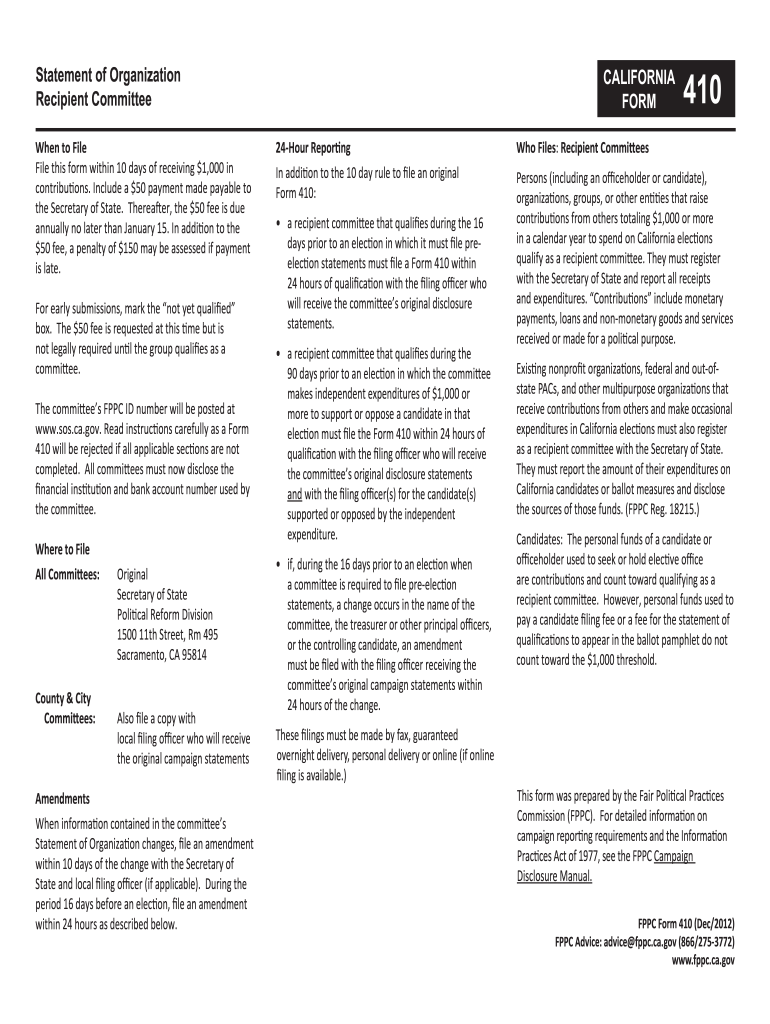  Form 410 California 2016