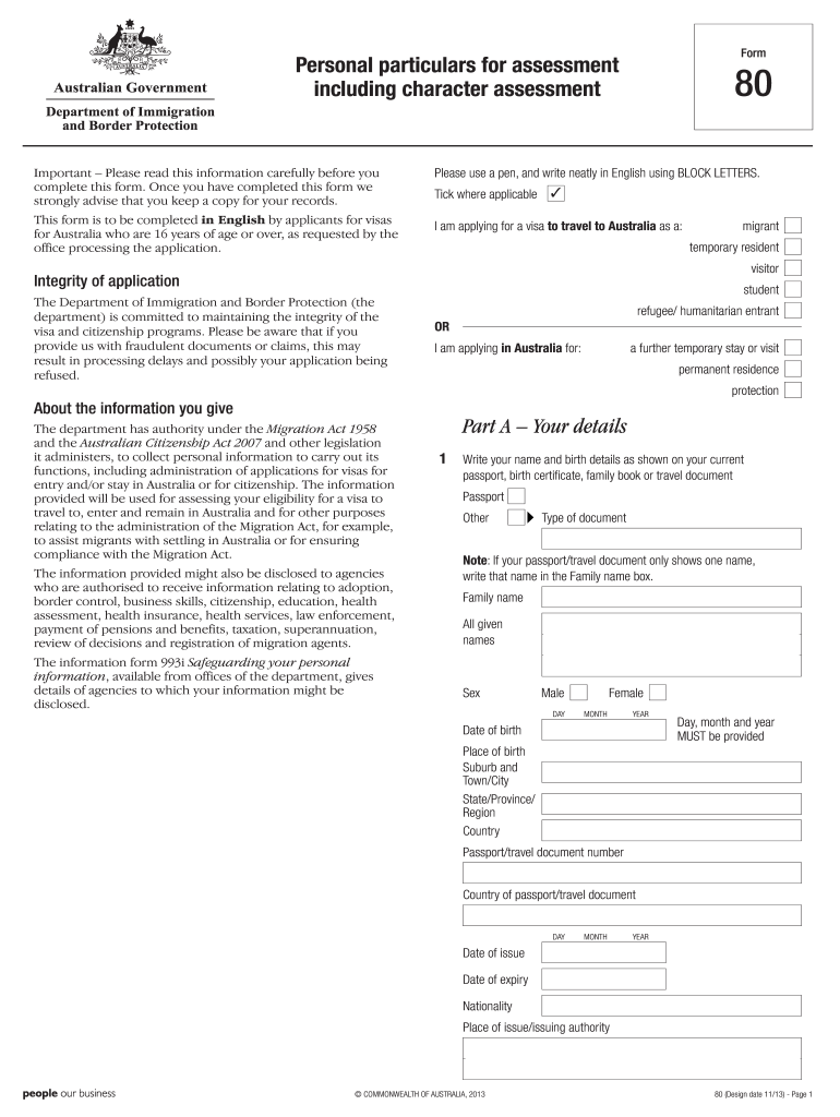  Filled Form 80 Personal Particulars for Assessment Including 2015