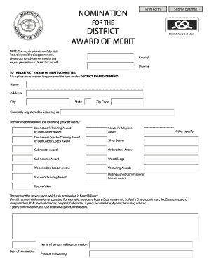 District Award of Merit Form Fillable