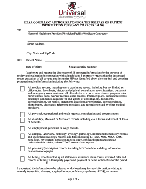 HIPAA Compliant Authorization Form