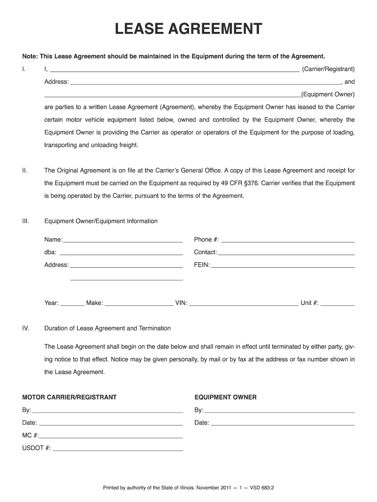  Il Agreement Lease Form 2011-2024