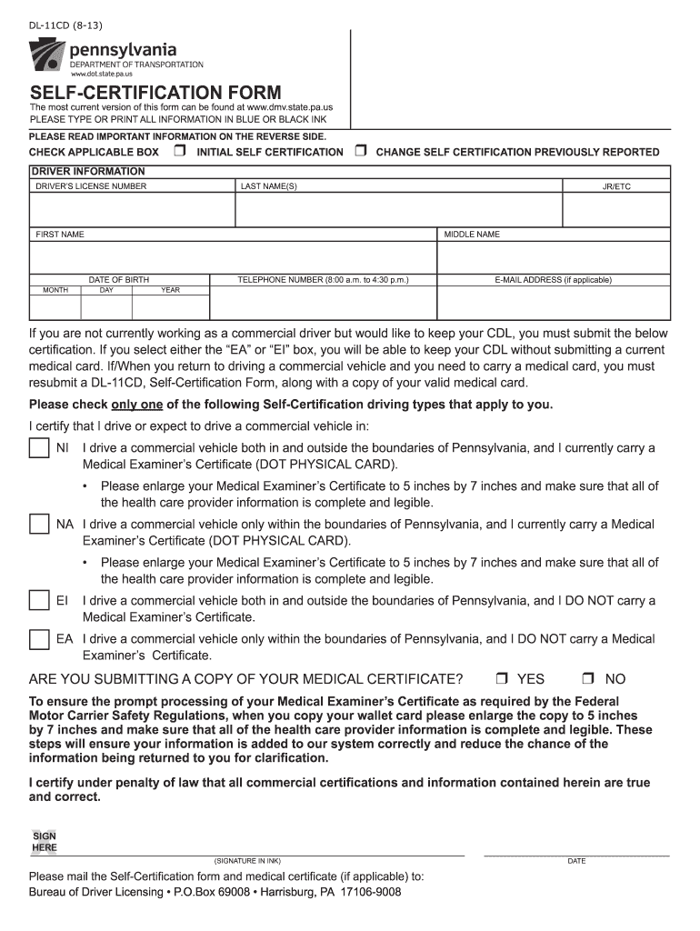  Dot Physical Form Pa 2013-2024