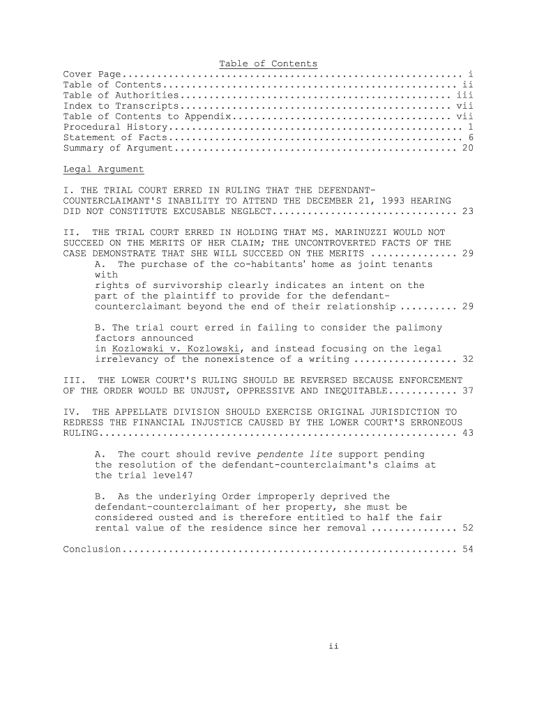 Appellate Brief Template  Form