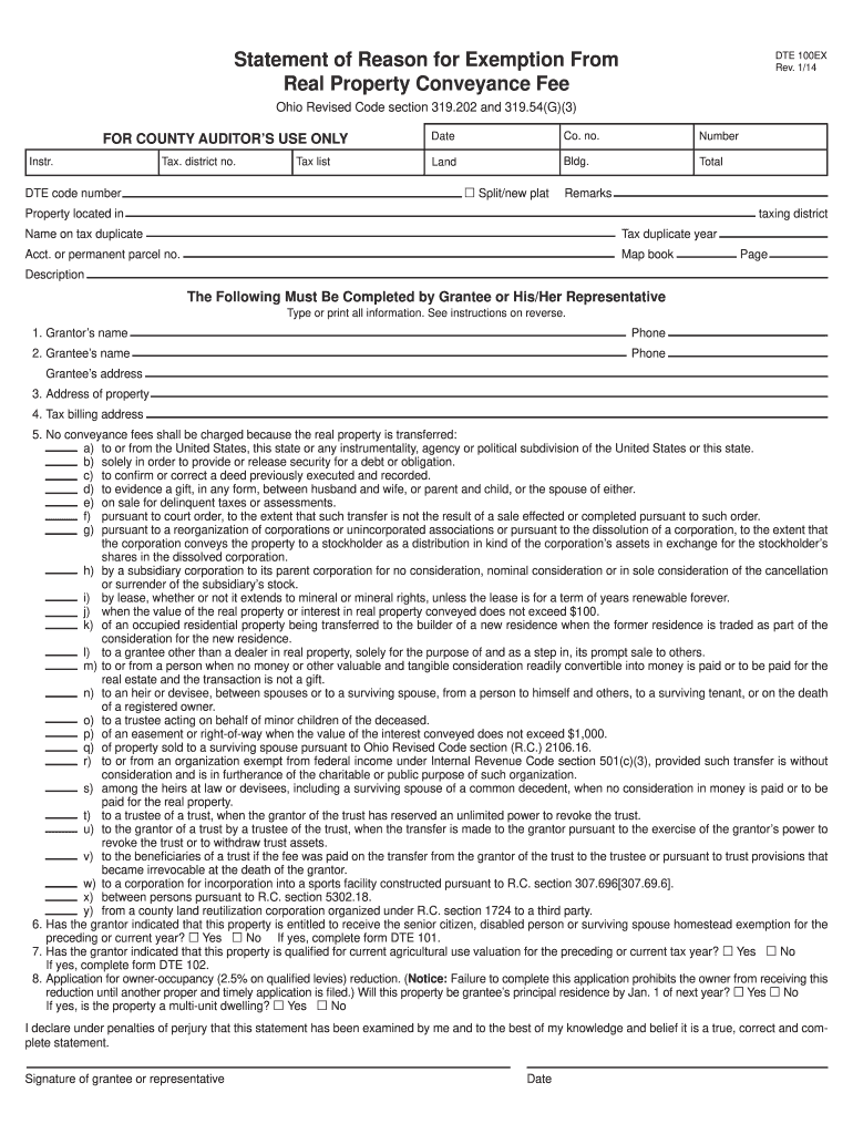  Exemption Conveyance Fee  Form 2014-2024